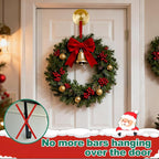 Wreath Hangers for Front Door, Suction Cup Hooks for Door Wreaths, No Damage Door Wreath Hanger for Over The Door/Glass Window/Outdoor, Christmas/Thanksgiving/Halloween/Holiday (Gold, 2-Pack)
