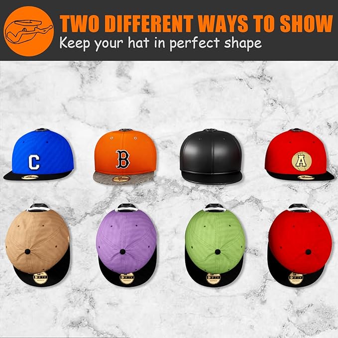 16 Pack Adhesive Hat Hooks for Wall, Strong Hat Rack for Baseball Caps, Hat Organizer Display for Home Decor, Hat Hold Hanger for Wall, Door, Closet, No Drilling - USA Patented (Black)
