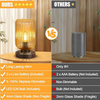 LigthRound Touch Table Lamp for Bedroom, Cordless Bedside Small Table Lamp, Dimmable Rechargeable Battery Operated Lamp for Nightstand, Bedside, Living Room, Desk, LED Bulb Included