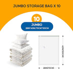 10 Jumbo Vacuum Seal Bags with Hand Pump, Vacuum Storage Bags, Space Saver Bags for Clothing, Comforters, Blankets, Bedding, Pillows