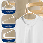 SereneLife 100 Pack Plastic Hangers, Non-Slip, Space-Saving Closet Organizers, Durable and Strong for Shirts, Sweaters, Hoodies, Kids Clothes & Dresses, Ultra-Thin, Lightweight