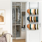 HapiRm Over Door Hat Rack - 3 Tier Wall Mounted Hat Organizer with 24 Hooks, Baseball Cap Organizer Storage Holds up to 24 Caps for Door, Bedroom, Closet