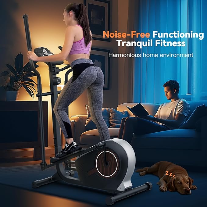 ANCHEER Elliptical Machine, Elliptical Exercise Machine for Home with Magnetic Driving System,14 Resistance Levels, Pulse & LCD Monitor, Elliptical Cardio, 400 Lbs Low Impact Elliptical