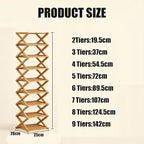 9 Tier Bamboo Shoe Rack, Foldable Shoe Rack, Shoe Rack, Ertical Shoe Organizer for Small Spaces, No Assembly Narrow Shoe Shelf for Entryway Closet Dorm (Brown, 7 Layers)