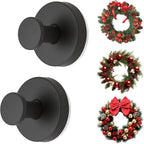 2 Pack Suction Cup Wreath Hangers for Front Door Garland Hanger 11 Lb -22 Lb Suction Wreath Hanger for Glass Door No Drill Suction Hooks for Bathroom Halloween Christmas Decorations (Black)