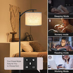 ROTTOGOON Floor Lamp for Living Room, 4 Color Temperature LED Floor Lamp with Remote Control & Foot Switch, LED Bulb Included, Modern Standing Lamp for Bedroom, Study Room, Office - Black