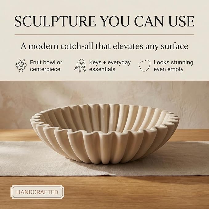 OAKOA Concrete Decorative Bowl - Organic Modern Home Decor Bowl - Decorative Objects - Cement Fruit Bowl - Modern Organic Home Decor