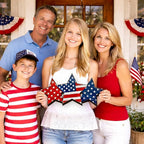 Wooden 4th of July Decorations Patriotic Wreaths for Front Door Independence Day Decorations Star Sign Welcome Memorial Day Hanging for Home Wall Decor Outdoor Indoor Red White and Blue Wreath 10
