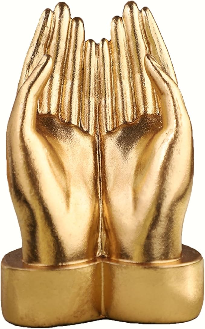 Golden Hands Sculpture Elegant Resin Home Decor Hands Statues Versatile Love Ornament,Perfect for Bedroom, Office Desktop, Cabinets,Wedding (Holding Hands)