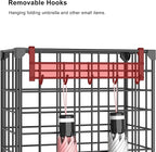 AWTATOS Umbrella Holder Entryway, Umbrella Stand Freestanding, Metal Square Umbrella Rack Organizer with a Removable Drip Tray, Hooks, Black