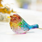 H&D HYALINE & DORA Set of 2 Crystal Birds Figurine Bird Gifts for Women Men Bird Lovers Handmade Glass Animal Figurines for Home Shelf Decor (Multicolor)
