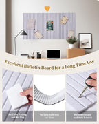 24 * 16 inches Large Bulletin Board, Decorative Felt Pin Board, 0.35“ Thick Foldable Photo Display Board with Self-Adhesive Tape, Vision Board for School Home Kitchen Office Walls - Sky Blue