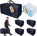 Extra Large Storage Bags Set Heavy Duty Moving Totes with Handles, Dorm Room Essentials-Way Carrying Design Dorm Room Essentials For Clothes Storage (Dark Blue, 14 Park- 4 & 10 Vacuum Bags)