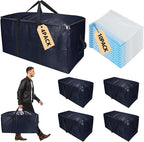 Extra Large Storage Bags Set Heavy Duty Moving Totes with Handles, Dorm Room Essentials-Way Carrying Design Dorm Room Essentials For Clothes Storage (Dark Blue, 14 Park- 4 & 10 Vacuum Bags)