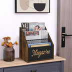 YINMIT Magazine Holder, Stepped 3 Tier Magazine Rack Floor, Magazine Storage Basket, Folder Organizer Bin for Magazines, Books, Newspapers