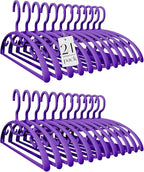 HOUSE DAY Plastic Clothes Hangers 24 Pack, Sweater Hangers No Shoulder Bump, Thick Heavy Duty Coat Hanger for Closet, Purple Wide Hanger with Non-Slip Hook for Sweaters, Suits, Dresses, Jackets, Pants