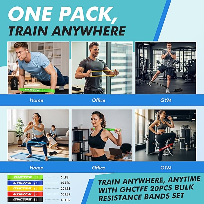 20PCS Resistance Bands Bulk Set for Trainers, Small Groups & Fitness Classes, Mini Bands for Glutes, Legs, and Core Workouts, Loop Exercise Bands with Storage Bag, Gift for Workout Buddies