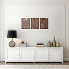 qmmp Modern Wooden Wall Sculptures - Set of 3 - Home Decor Accent - Large Wall Art for Living Room, Bedroom, Office - Easy Installation (Walnut, Medium - Orbit)