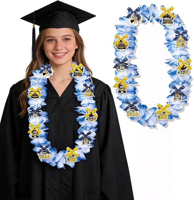 Leis for Graduation 2026, Artificial Flower Wreath with Cards Graduation Lays Gifts, Congrats Grad for High School