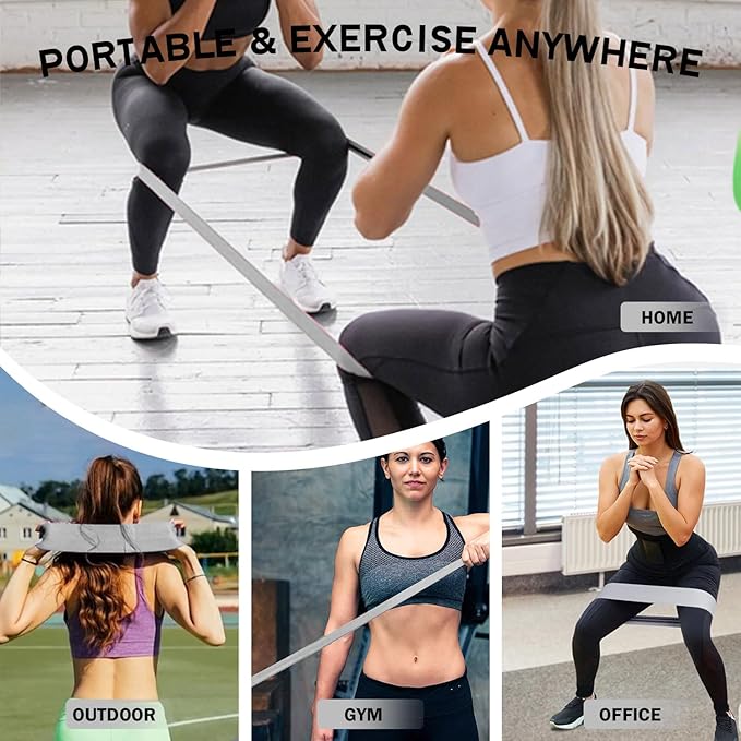 Long and Short Fabric Resistance Bands with Door Anchor, Non-Slip Stretch Booty Bands for Working Out Women & Men, Loop Exercise Elastic Bands for Home Physical Therapy Yoga Pilates