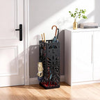 PrecisionAuto Versatile Metal Umbrella Stand for Entryway – Multi-Purpose Storage Rack – Cold-Rolled Steel, Removable Drip Tray & 4 Hooks – Stores Canes, Walking Sticks, Baseball Bats