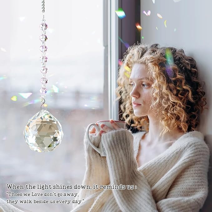 Sympathy Gifts for Loss of Loved One, Crystal Sun Catcher Rainbow Maker, Unique Condolence Memorial for Loss of Mom Dad Dog, Ideal Grief Bereavement Miscarriage Gifts (White)