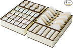 Drawer Organizer for Clothes Set, 4 Pack Foldable Dresser Closet Dividers (6/8/7/24-Cell), Non-Woven Underwear & Sock Drawer Organizer, Bra/Tie/Belt Storage Bins (Beige)