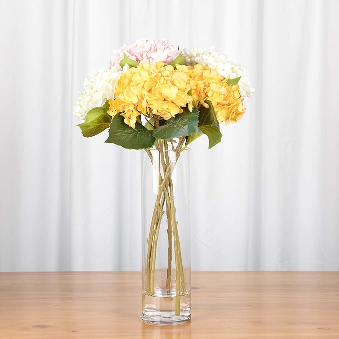 WGVI Quality Thick Weighted Tall Clear Cylinder Glass Vases, 4" W x 14" H, Flower Arrangement Floating Candle Holders Wedding Centerpieces Floral Container Home Decor, Bulk Wholesale, 12 Pcs