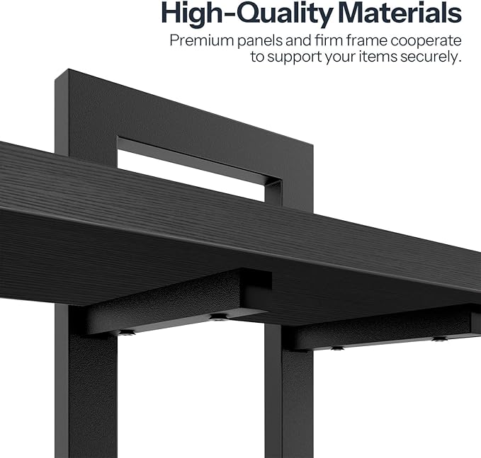 HOOBRO Floating Shelves, 15 Inch Wall Shelf Set of 2, Wall Mounted Storage Shelves 2-Tier, Hanging Bathroom Shelves, for Living Room, Bedroom, Bathroom, Kitchen, Black BK32BJ01