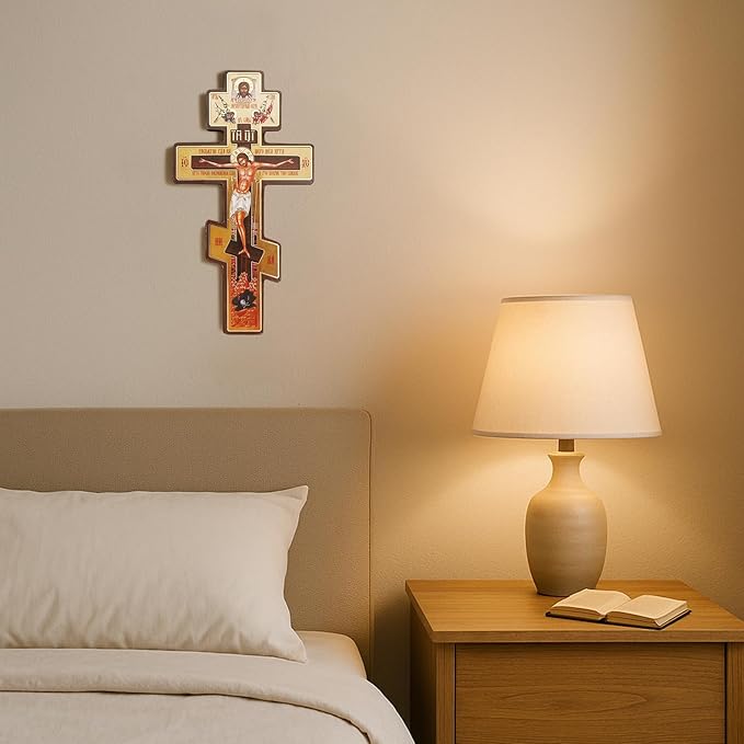 Rlcvecv Orthodox Wall Cross,Orthodox Christian Jesus Icon,Catholic Crucifix Wall Crosses for Home Decors