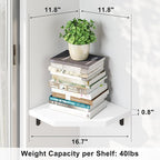 Alsonerbay Corner Wall Shelf Set of 3 Corner Shelf Wall Mount, Solid Wood Corner Floating Shelves with Cable Hole for TV Accessories, Speaker, Game Console for Bedroom, Living Room, Bathroom White