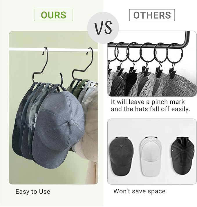 Mkono Hat Organizer for Baseball Caps Metal Hat Rack for Closet Hat Hangers Baseball Cap Holder Hat Storage Organizer Holds 40 Caps, Set of 4, Black