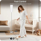 Dimmable Floor Lamps for Living Room with Remote and Foot Switch, 64.4” Modern Standing Tall Lamp, Corner Lamp for Bedroom, Office, Bulb Included, 3000K-6500K, White and Silver, FCC Listed SCW06LD05W1