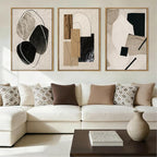 Large Abstract Paintings Framed Neutral Canvas Prints Mid Century Modern Wall Art Abstract Wall Decor Neutral Wall Pictures Elegant Modern Paintings for Living Room Bedroom Bathroom Office 36x24 Inch 3 Piece