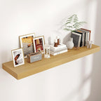 Venusmiles Floating Shelves for Wall, 48 Inch Wide x 12 Inch Deep Floating Shelves, Long Wood Floating Wall Shelf Shelves for Living Room Bathroom Bedroom Kitchen Home - (Oak, 48" W x 12" D x 2" H)