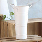 Umbrella Storage Bucket Metal Umbrella Stand Holder Decorative Vase Flowerpot Rack for Home Living Room Office Decor, approx.7.5x25.5cm/2.95x10.04in, White