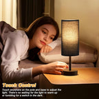 Dicoool Black Touch Bedroom Lamp with USB - 3 Way Dimmable Table Lamp for Bedroom, Nightstand Lamp with Black Charging Station for Desk Dorm, Office, Boy Kids Room, Small