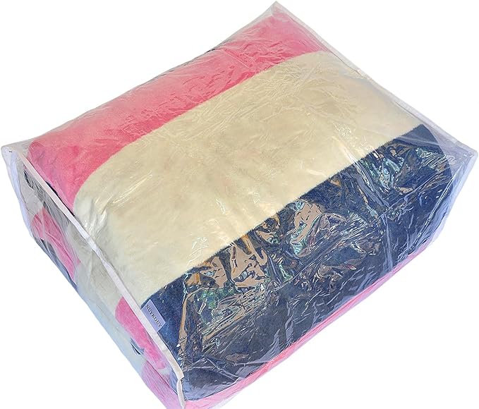 Clear Vinyl Storage Bags with Zipper 24x20x11 Inch, Clothes Bag Organizer, Space Saver PVC Comforter Clear Storage Bags for Blanket, King Size Pillows Storage,Linen Storage (3 Pack)