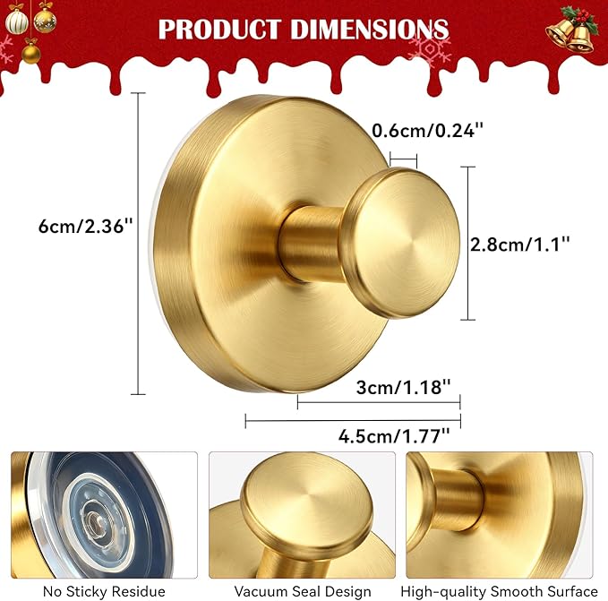 2 Pack Suction Cup Wreath Hangers for Front Door Garland Hanger 11 Lb -22 Lb Suction Wreath Hanger for Glass Door No Drill Suction Hooks for Bathroom Halloween Christmas Decorations (Black)