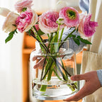 Clear Vases for Centerpieces, 7 Inch Large Glass Vase for Bouquet, Glasses Home Decor Modern Jarrones Decorativos for Wedding Living Room Dining Table Office