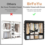 Portable Closet for Hanging Clothes, 67 Inch Wide Portable Wardrobe Closet with Cover, 4 Hanging Rod, Storage Shelves and Side Pockets, Large Free Standing Closet for Bedroom, Black