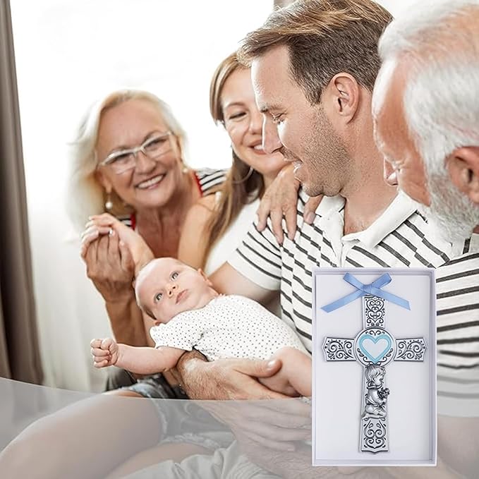 KOMI Baby Catholic Wall Cross 6Inch Baptism Gifts For Boys Religious Wall Decor Catholic Baptism Gifts First Holy Communion, Baby Dedication Gift, Recuerdos Para Bautizo