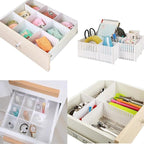 8pcs DIY Plastic Drawer Organizer Adjustable Drawer Dividers for Home Tidy Closet, Socks, Underwear, Office School Supplies, Kitchen Utensil Tools (White)