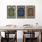 KAlRNE Vintage Christian Floral Framed Canvas Wall Art Set of 3(16”X24”),Boho William Morris Wall Decor,Religious Bible Verse Painting,Inspirational Scripture Art Prints For Living Room Bedroom Church