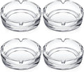 Timgle Glass Ashtray 4 Packs Round Crystal Ash Tray Clear Ashtrays for Home Portable Heavy Duty Decorative Office Patio Indoor Outdoor(Modern)