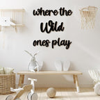 Kigley 5 Pcs Playroom Wall Decor 15.4" x 18" 3D Where The Wild Ones Play Nursery Sign Wooden Wall Art Decoration for Kids Toddler Room Decor Boys and Girls Kindergarten Bedroom Word Sign (Black)