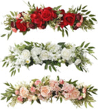 TREETDOBV Rose Swag Flowers,Wedding Arch Flowers Artificial Rustic Flower Swag, Peony Door Wreath, Green Leaves Rose Peony Sunflowers Door Wreath Home Decoration(red)