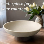 LIN CHUAN Modern Resin Pedestal Bowl – Large Fruit Bowl for Kitchen Counter, Catch All Bowl for Entryway Table, Stylish Key Bowl & Dining Centerpiece, Brown