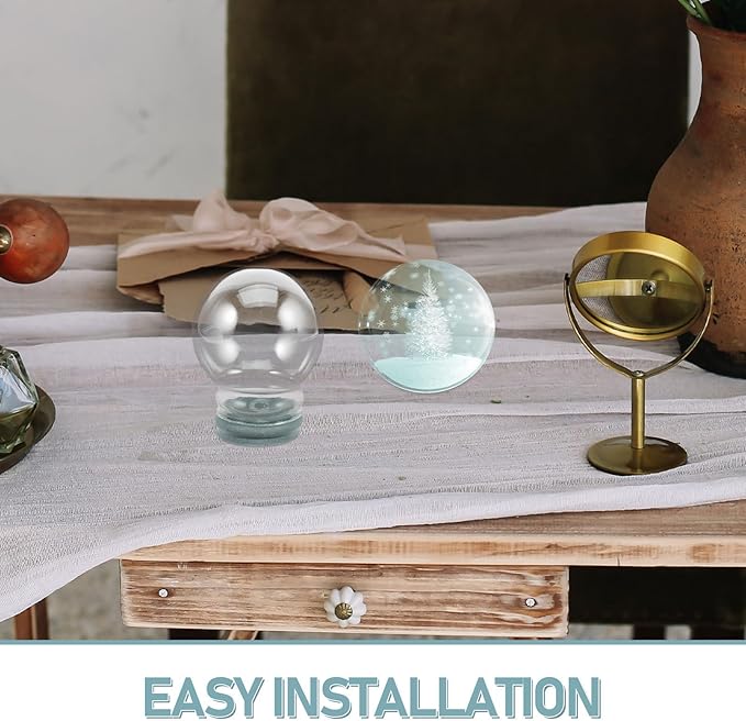 2pcs Glass Snow Globes: Clear Fillable Snow Water Globe Rubber Base Candy Bottle Jar for DIY Craft Home Christmas Winter Decoration 65mm