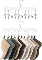 StorageWorks Hat Rack, Closet Organizer and Storage for Baseball Caps,Set of 2 with 10 Adjustable Stainless Steel Clips, Fits All Caps, White